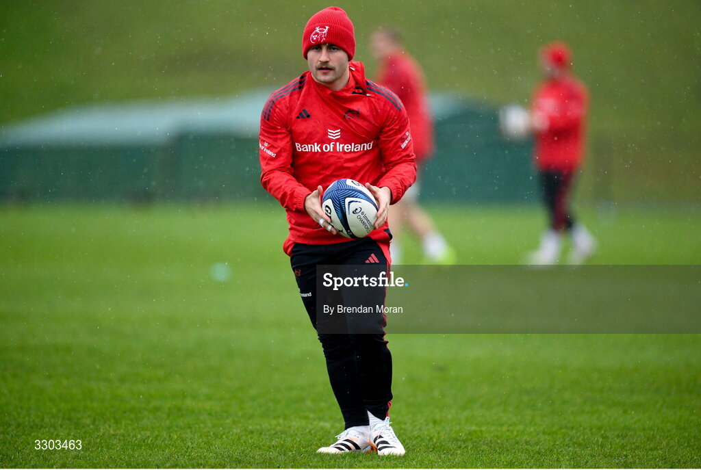 1 December 2025; Craig Casey during Munster Rugby squad training at the University of Limerick in Limerick. Photo by Brendan Moran/Sportsfile