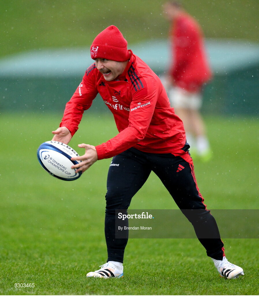 1 December 2025; Craig Casey during Munster Rugby squad training at the University of Limerick in Limerick. Photo by Brendan Moran/Sportsfile