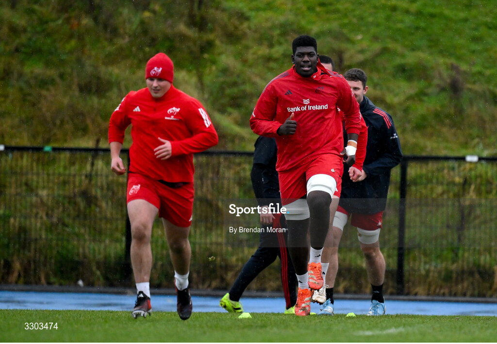 1 December 2025; Edwin Edogbo during Munster Rugby squad training at the University of Limerick in Limerick. Photo by Brendan Moran/Sportsfile