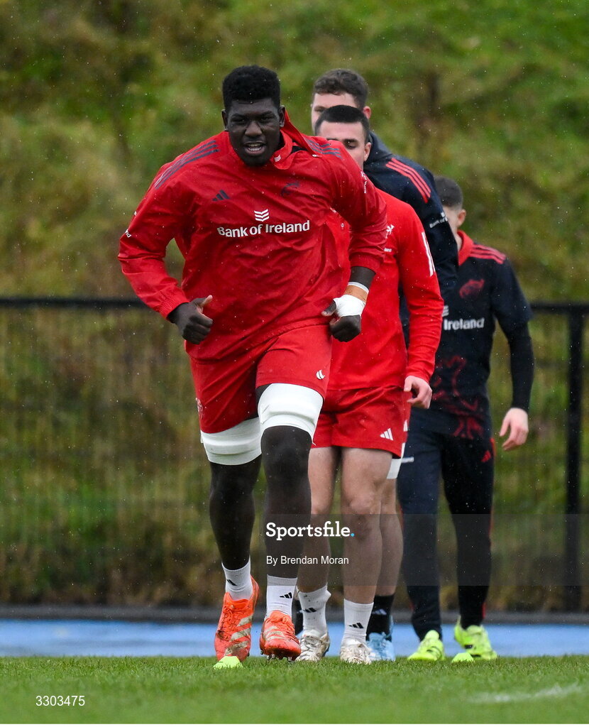 1 December 2025; Edwin Edogbo during Munster Rugby squad training at the University of Limerick in Limerick. Photo by Brendan Moran/Sportsfile