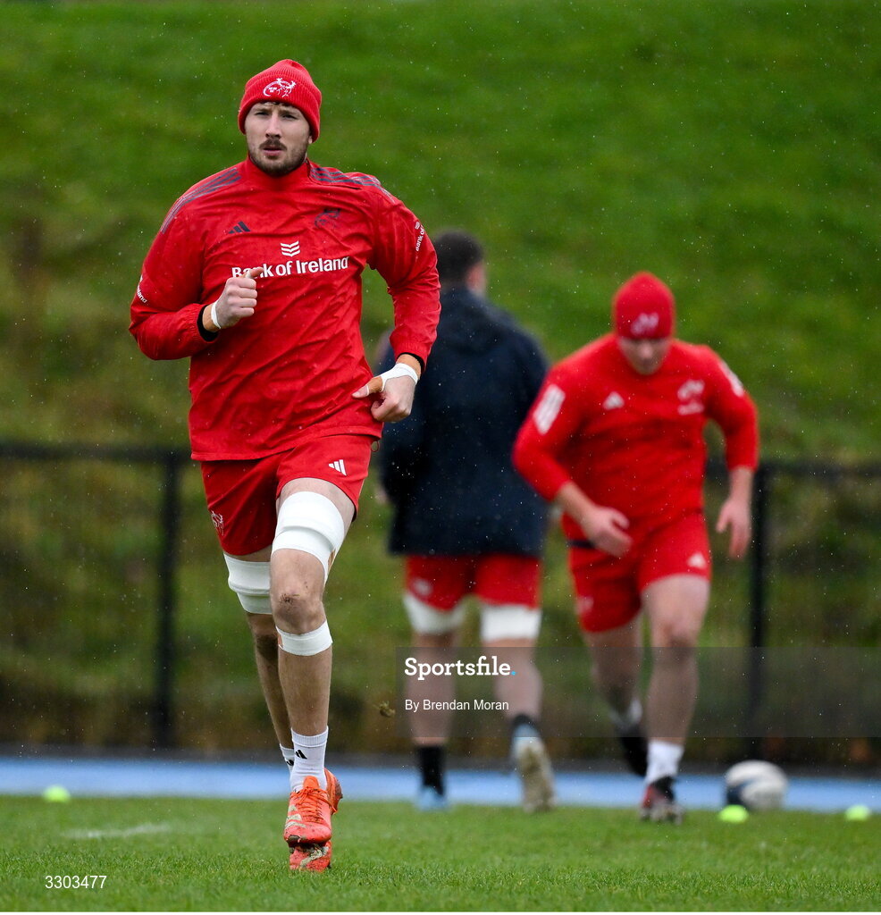 1 December 2025; Tom Ahern during Munster Rugby squad training at the University of Limerick in Limerick. Photo by Brendan Moran/Sportsfile