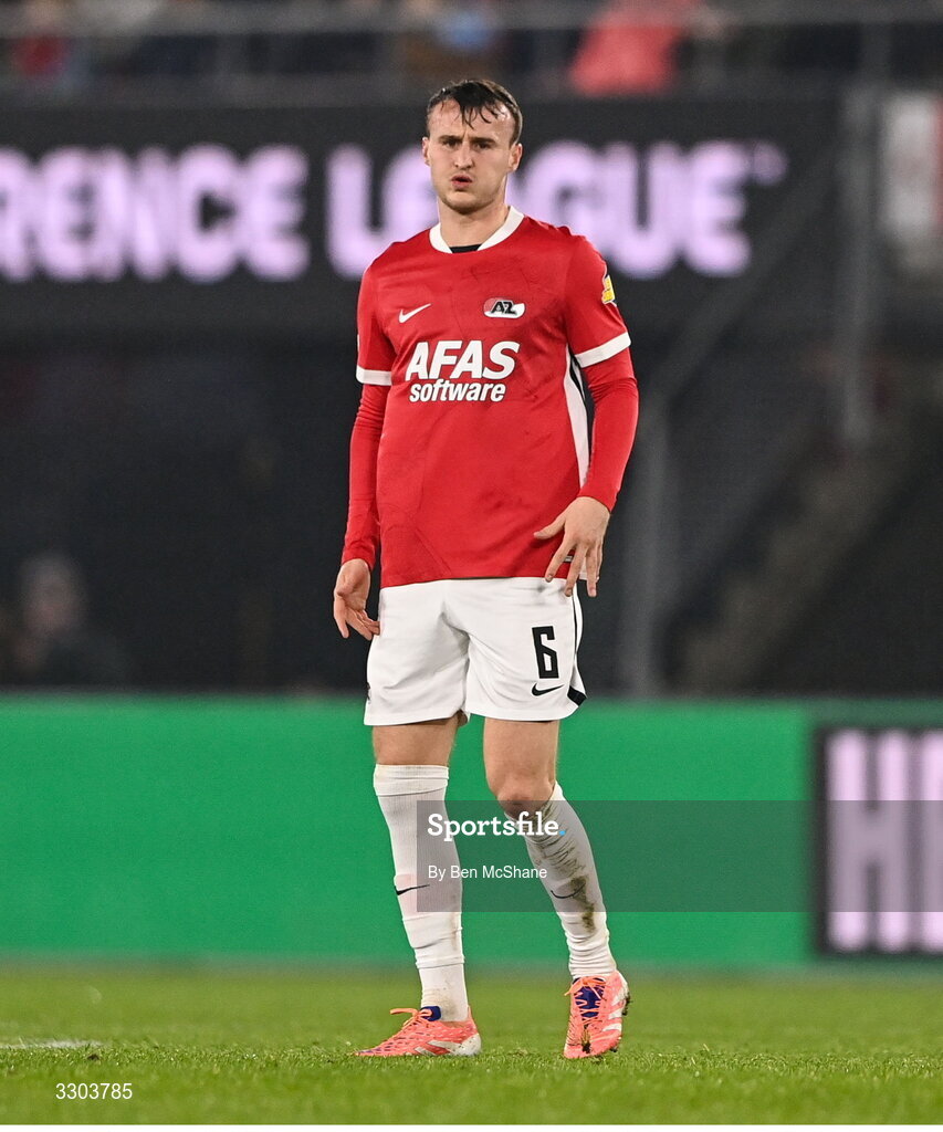27 November 2025; Peer Koopmeiners of AZ Alkmaar during the UEFA Conference League 2025/26 league phase match between AZ Alkmaar and Shelbourne at AFAS Stadion in Alkmaar, Netherlands. Photo by Ben McShane/Sportsfile