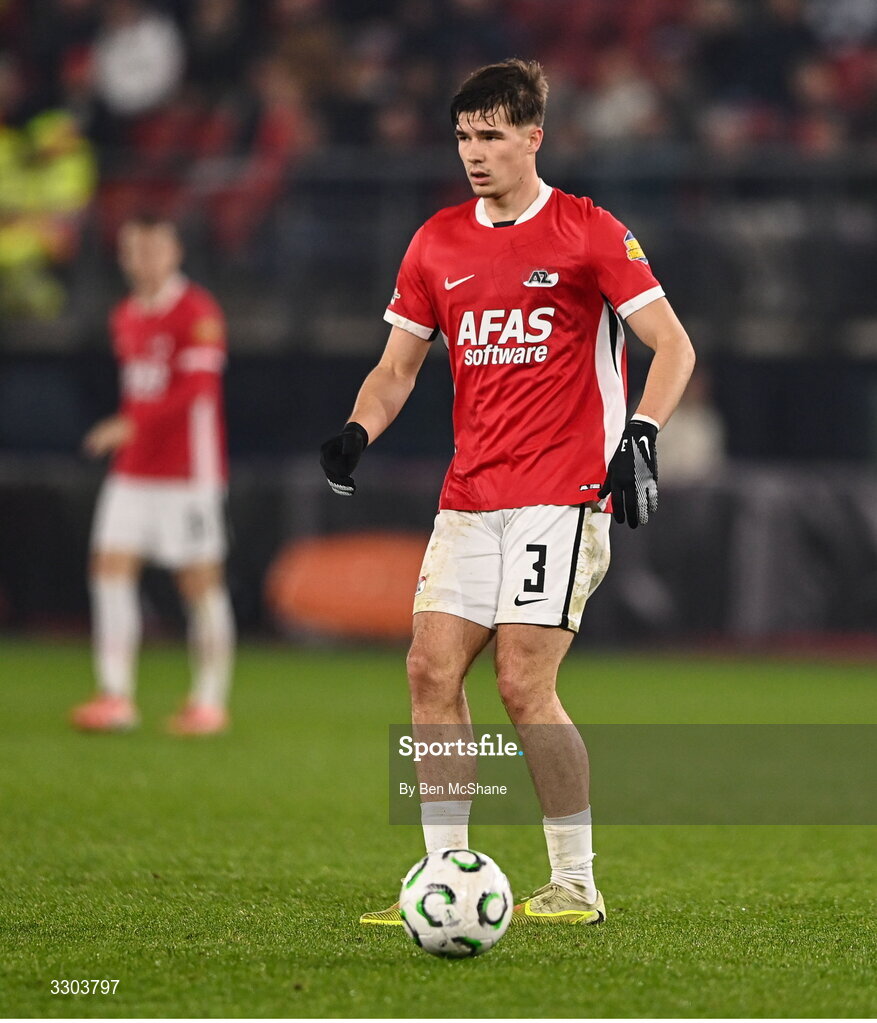 27 November 2025; Wouter Goes of AZ Alkmaar during the UEFA Conference League 2025/26 league phase match between AZ Alkmaar and Shelbourne at AFAS Stadion in Alkmaar, Netherlands. Photo by Ben McShane/Sportsfile
