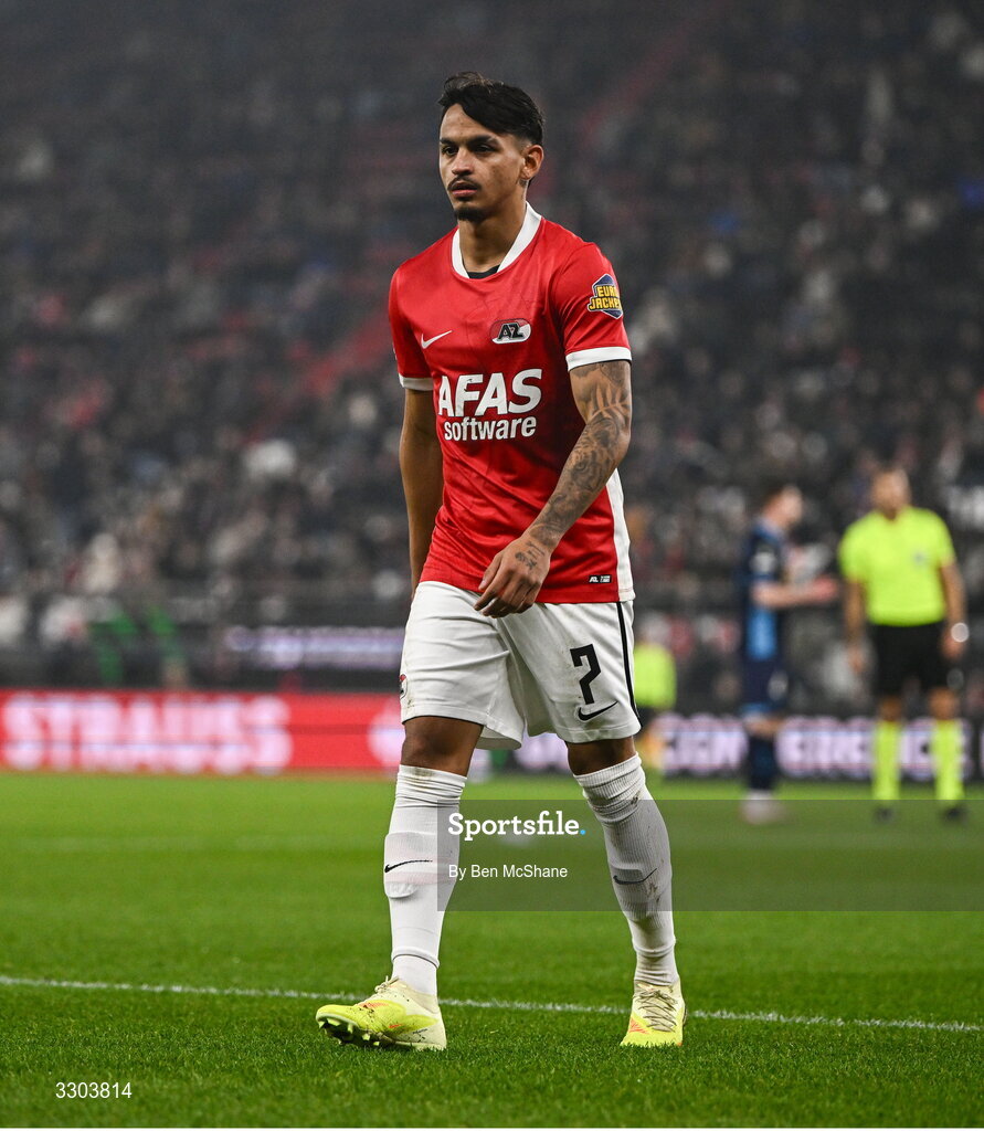 27 November 2025; Alexandre Penetra of AZ Alkmaar during the UEFA Conference League 2025/26 league phase match between AZ Alkmaar and Shelbourne at AFAS Stadion in Alkmaar, Netherlands. Photo by Ben McShane/Sportsfile
