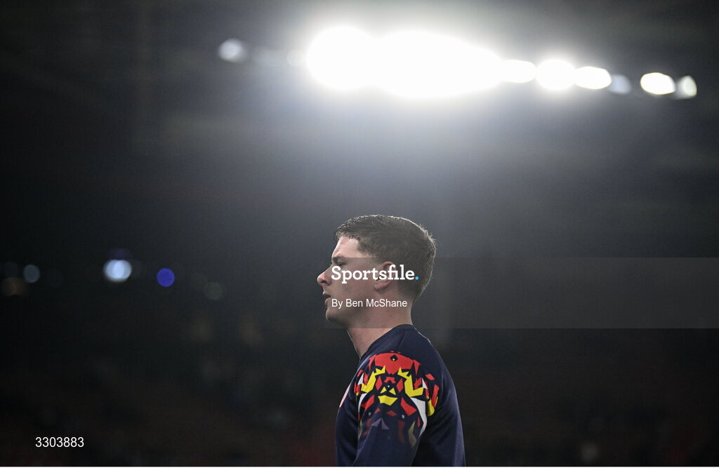 27 November 2025; Kameron Ledwidge of Shelbourne before the UEFA Conference League 2025/26 league phase match between AZ Alkmaar and Shelbourne at AFAS Stadion in Alkmaar, Netherlands. Photo by Ben McShane/Sportsfile