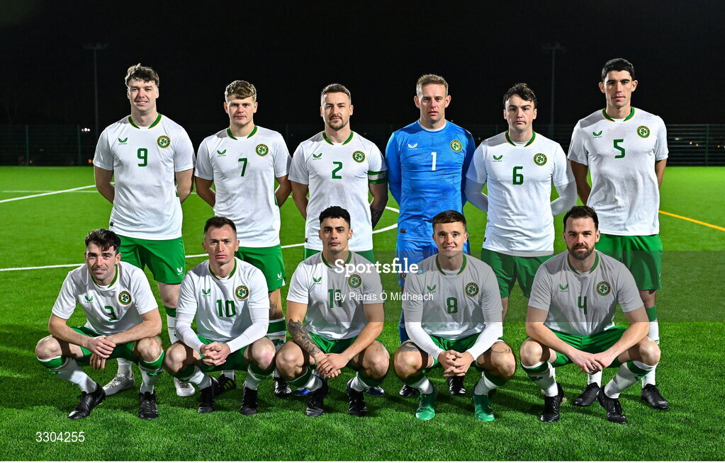 3 December 2025; The Irish Defence Forces team before the representative friendly match between Ireland Amateur and Irish Defence Forces at Wayside Celtic FC in Dublin. Photo by Piaras Ó Mídheach/Sportsfile