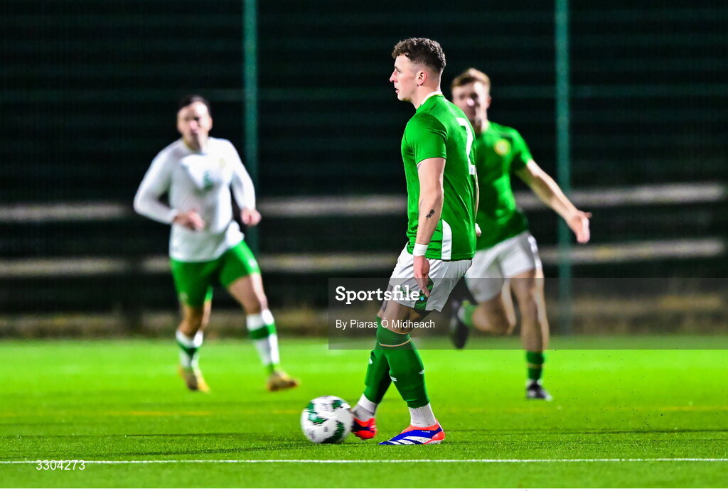 3 December 2025; Jake Dillon of Ireland Amateur during the representative friendly match between Ireland Amateur and Irish Defence Forces at Wayside Celtic FC in Dublin. Photo by Piaras Ó Mídheach/Sportsfile