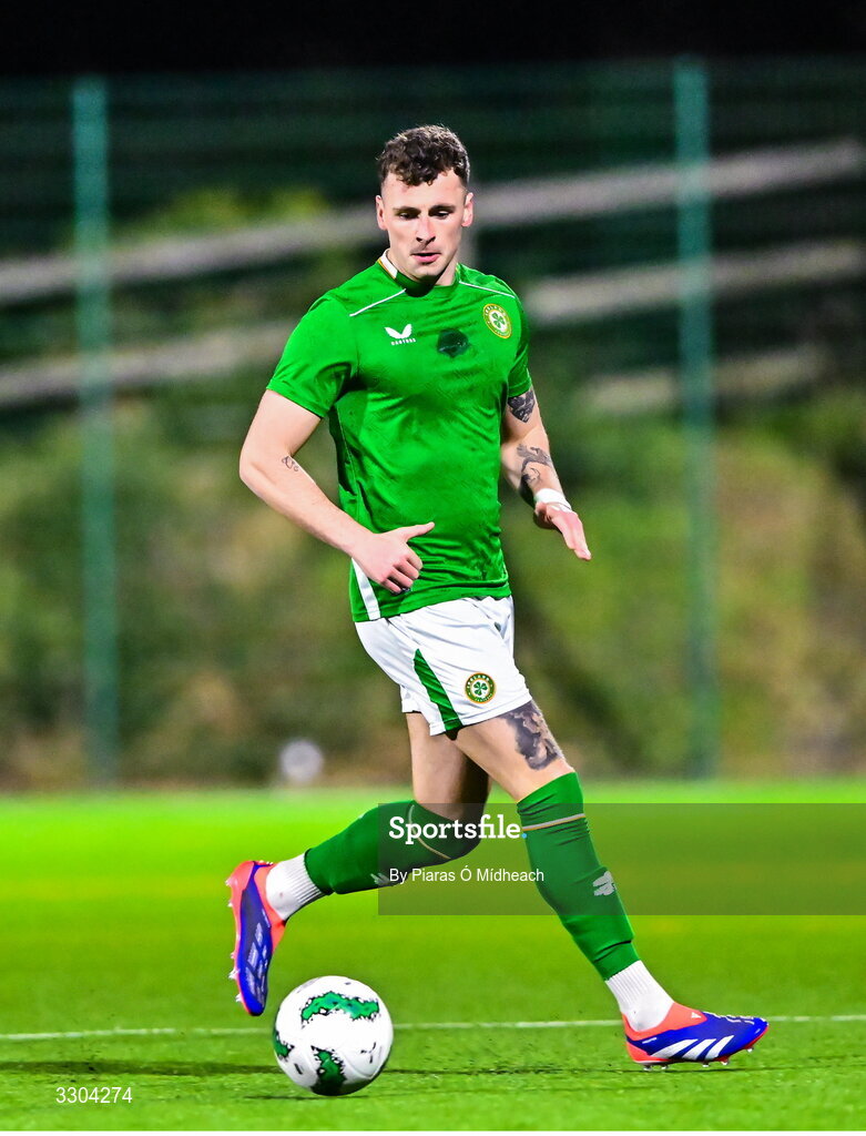3 December 2025; Jake Dillon of Ireland Amateur during the representative friendly match between Ireland Amateur and Irish Defence Forces at Wayside Celtic FC in Dublin. Photo by Piaras Ó Mídheach/Sportsfile