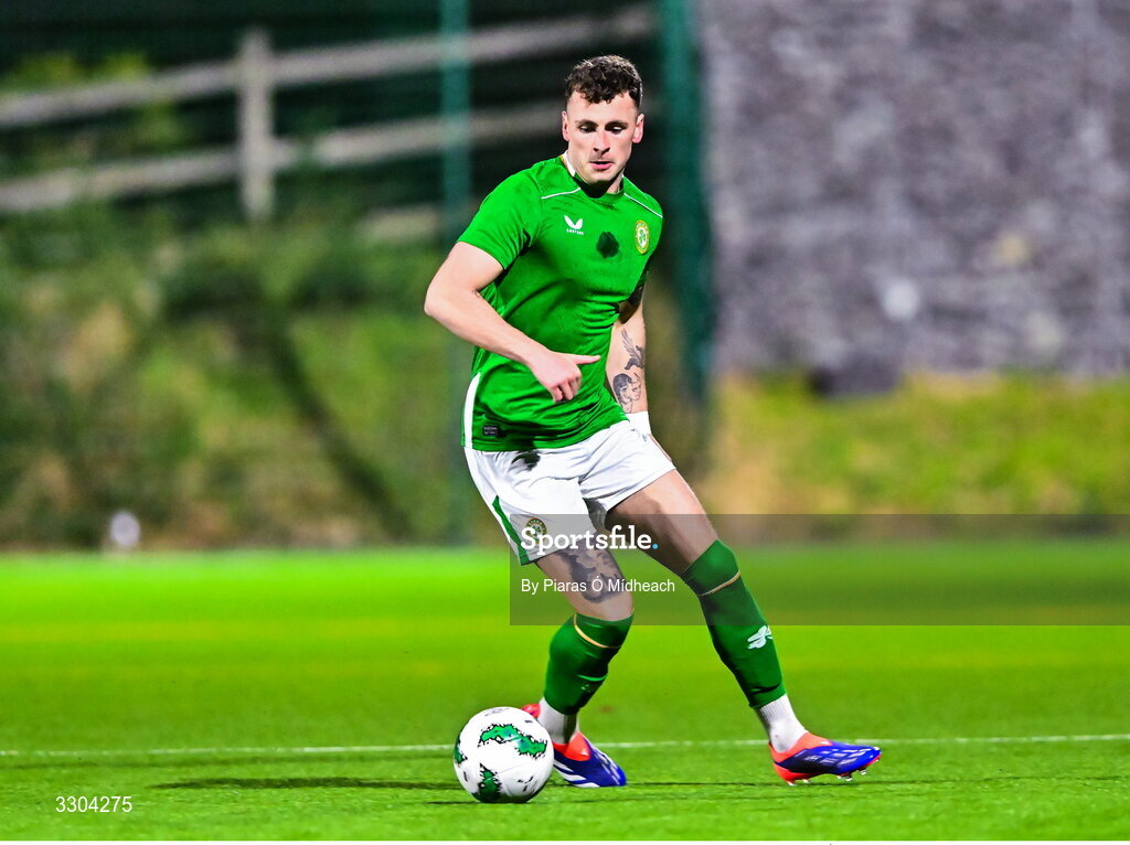 3 December 2025; Jake Dillon of Ireland Amateur during the representative friendly match between Ireland Amateur and Irish Defence Forces at Wayside Celtic FC in Dublin. Photo by Piaras Ó Mídheach/Sportsfile
