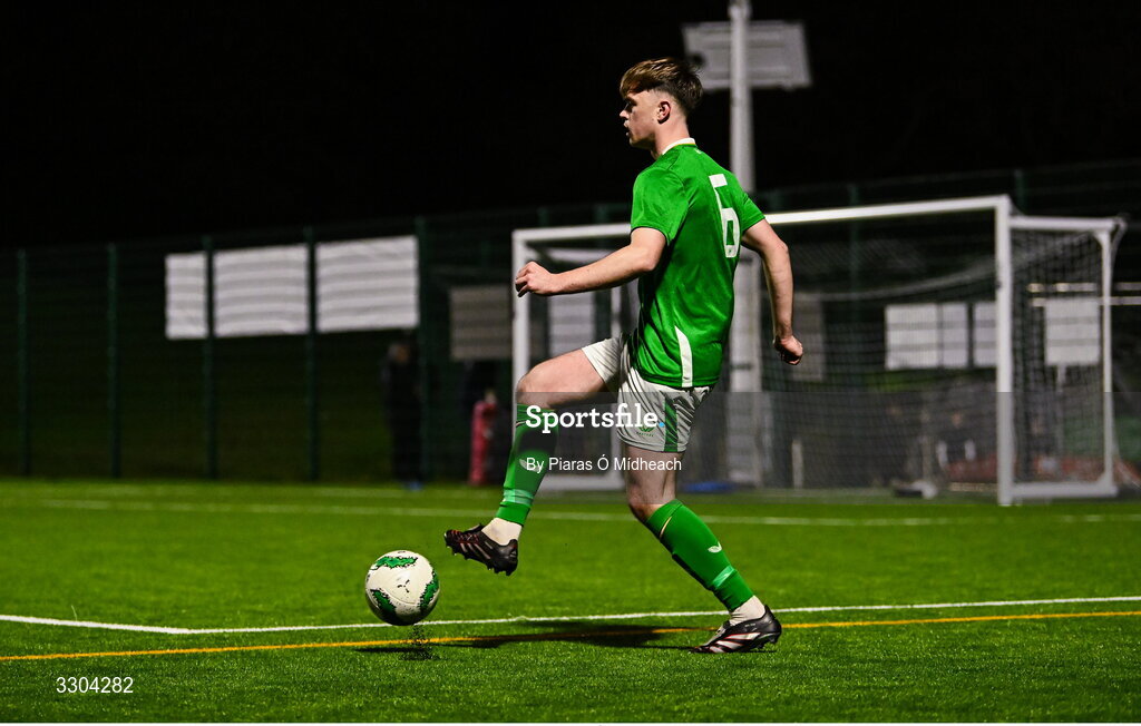 3 December 2025; Harvey Cullinan of Ireland Amateur during the representative friendly match between Ireland Amateur and Irish Defence Forces at Wayside Celtic FC in Dublin. Photo by Piaras Ó Mídheach/Sportsfile