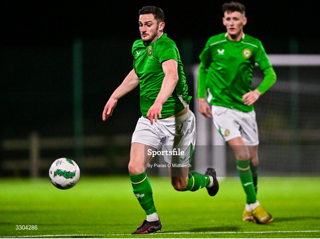 3 December 2025; Tony Whitehead of Ireland Amateur during the representative friendly match between Ireland Amateur and Irish Defence Forces at Wayside Celtic FC in Dublin. Photo by Piaras Ó Mídheach/Sportsfile