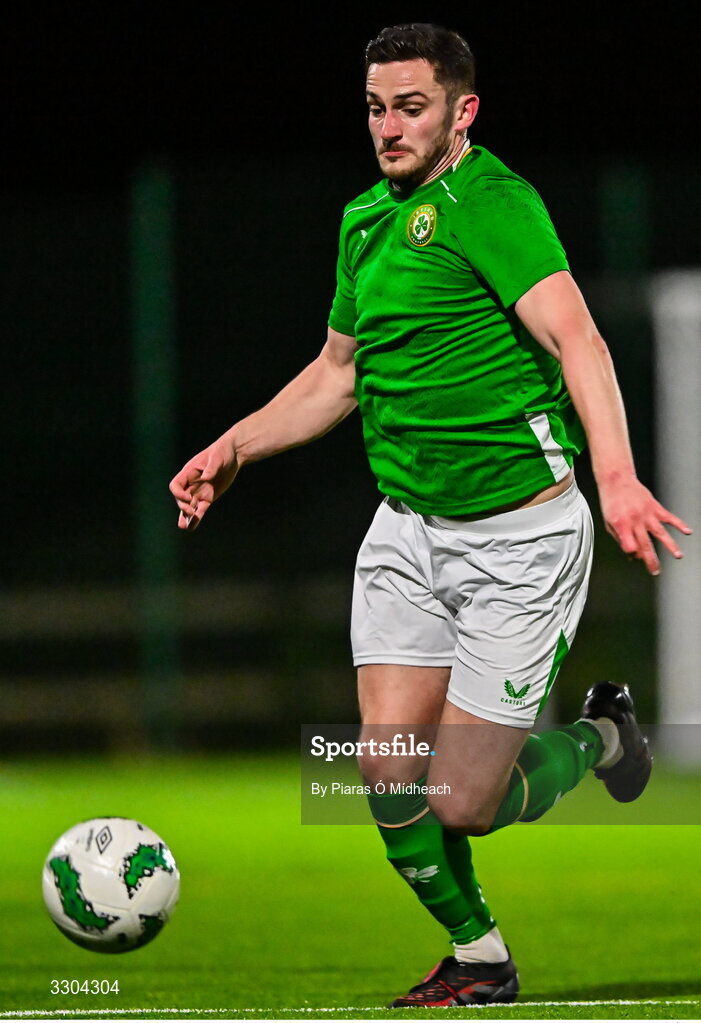 3 December 2025; Tony Whitehead of Ireland Amateur during the representative friendly match between Ireland Amateur and Irish Defence Forces at Wayside Celtic FC in Dublin. Photo by Piaras Ó Mídheach/Sportsfile