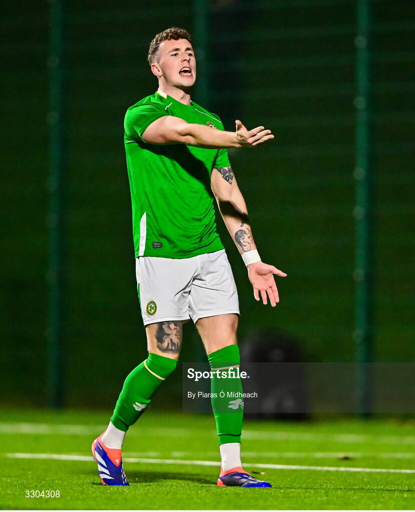 3 December 2025; Jake Dillon of Ireland Amateur during the representative friendly match between Ireland Amateur and Irish Defence Forces at Wayside Celtic FC in Dublin. Photo by Piaras Ó Mídheach/Sportsfile