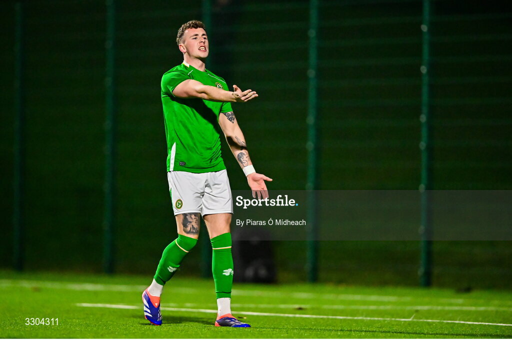 3 December 2025; Jake Dillon of Ireland Amateur during the representative friendly match between Ireland Amateur and Irish Defence Forces at Wayside Celtic FC in Dublin. Photo by Piaras Ó Mídheach/Sportsfile