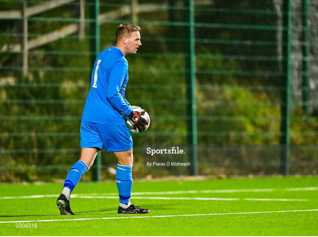 3 December 2025; Irish Defence Forces goalkeeper Shane Sherlock during the representative friendly match between Ireland Amateur and Irish Defence Forces at Wayside Celtic FC in Dublin. Photo by Piaras Ó Mídheach/Sportsfile