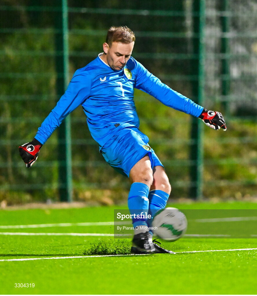 3 December 2025; Irish Defence Forces goalkeeper Shane Sherlock during the representative friendly match between Ireland Amateur and Irish Defence Forces at Wayside Celtic FC in Dublin. Photo by Piaras Ó Mídheach/Sportsfile