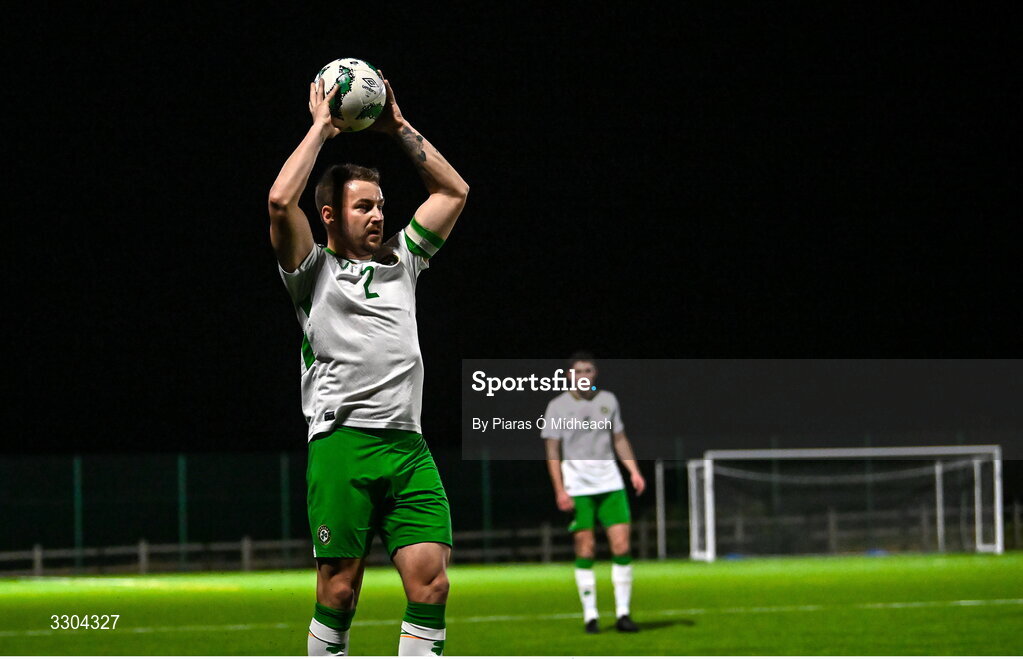3 December 2025; Aidan Friel of Irish Defence Forces during the representative friendly match between Ireland Amateur and Irish Defence Forces at Wayside Celtic FC in Dublin. Photo by Piaras Ó Mídheach/Sportsfile