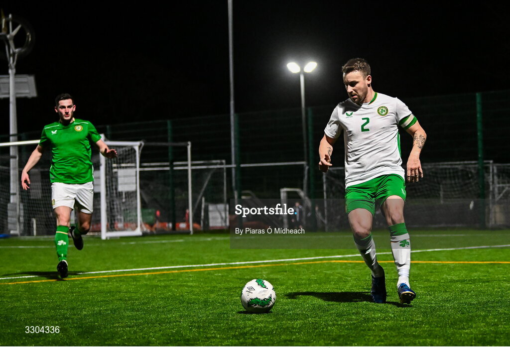 3 December 2025; Aidan Friel of Irish Defence Forces during the representative friendly match between Ireland Amateur and Irish Defence Forces at Wayside Celtic FC in Dublin. Photo by Piaras Ó Mídheach/Sportsfile