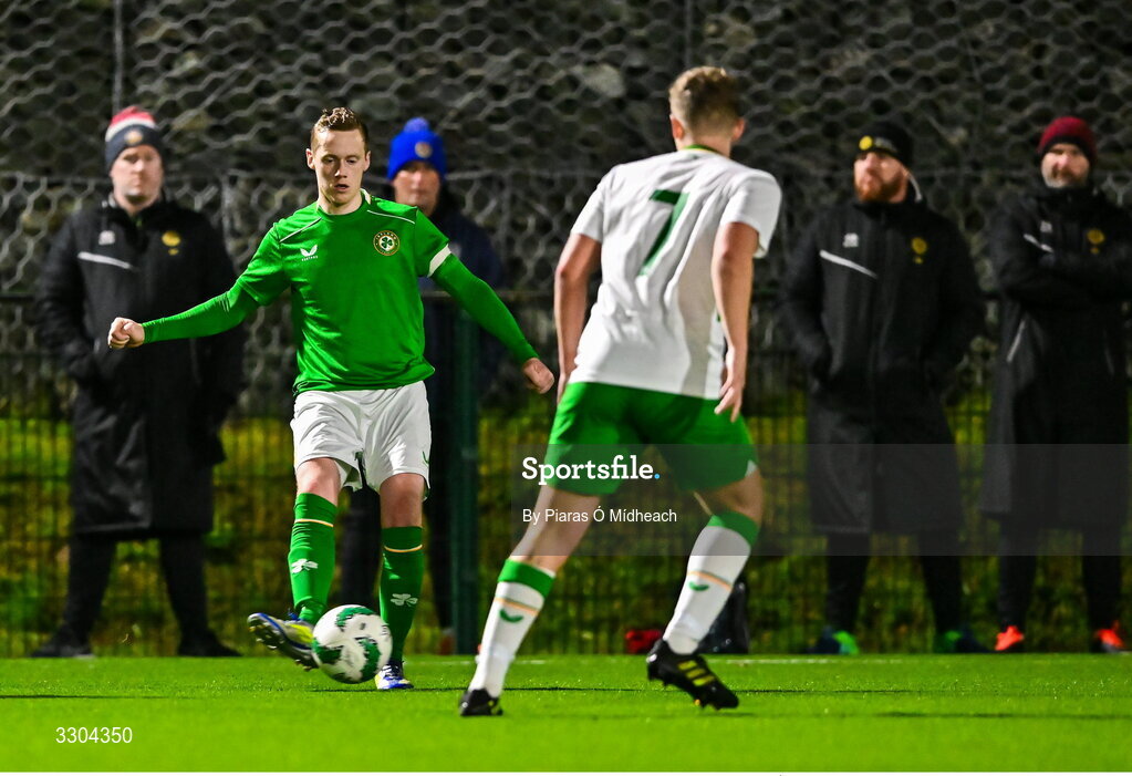 3 December 2025; Jimmy Carr of Ireland Amateur during the representative friendly match between Ireland Amateur and Irish Defence Forces at Wayside Celtic FC in Dublin. Photo by Piaras Ó Mídheach/Sportsfile