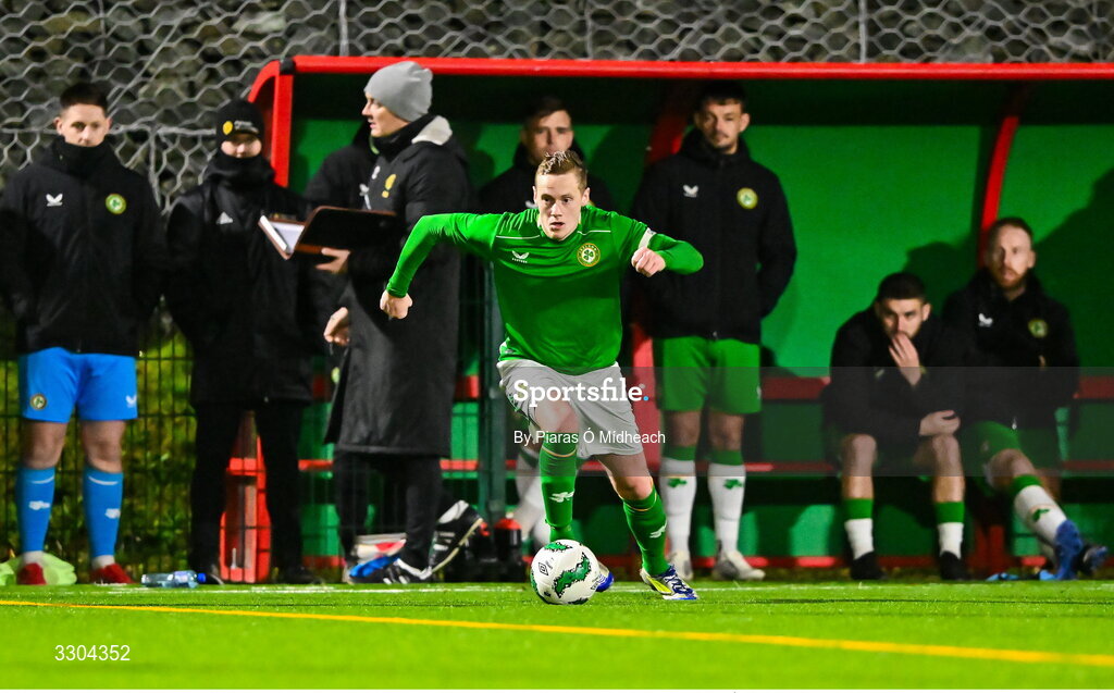 3 December 2025; Jimmy Carr of Ireland Amateur during the representative friendly match between Ireland Amateur and Irish Defence Forces at Wayside Celtic FC in Dublin. Photo by Piaras Ó Mídheach/Sportsfile