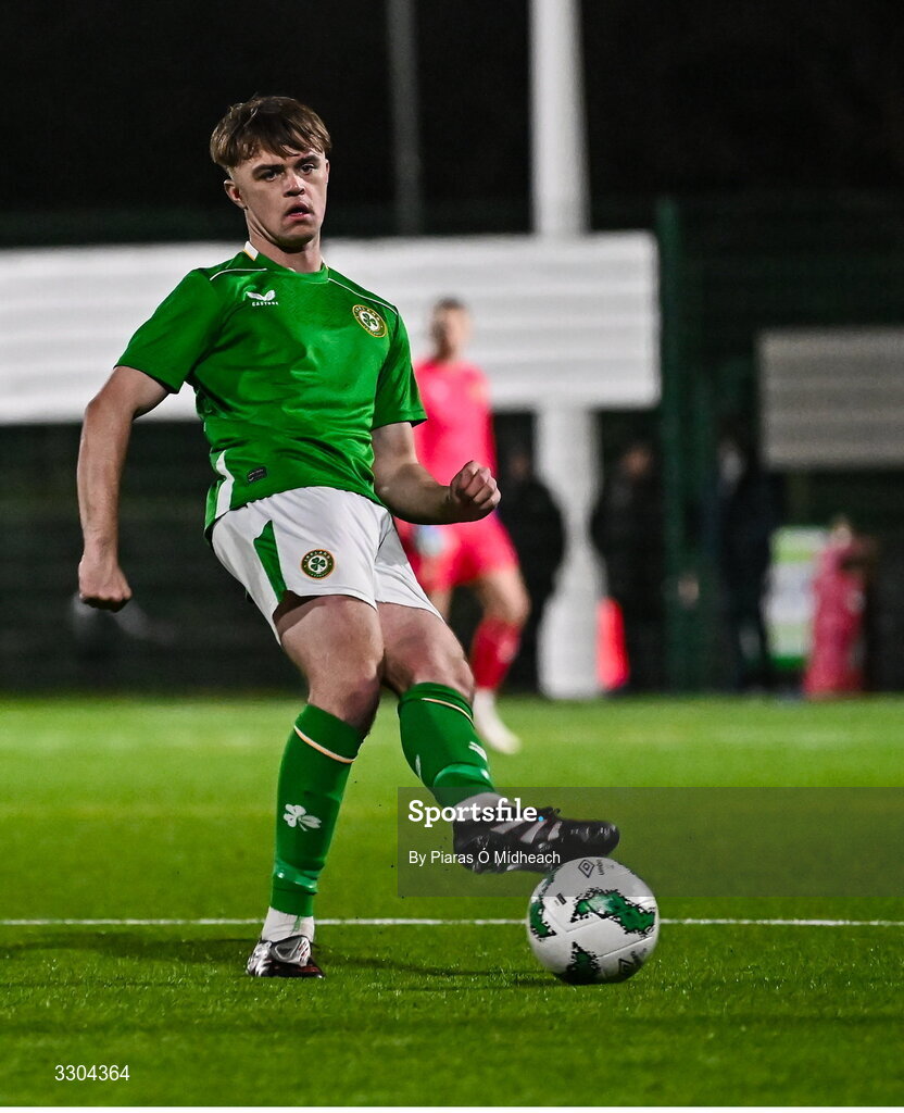 3 December 2025; Harvey Cullinan of Ireland Amateur during the representative friendly match between Ireland Amateur and Irish Defence Forces at Wayside Celtic FC in Dublin. Photo by Piaras Ó Mídheach/Sportsfile