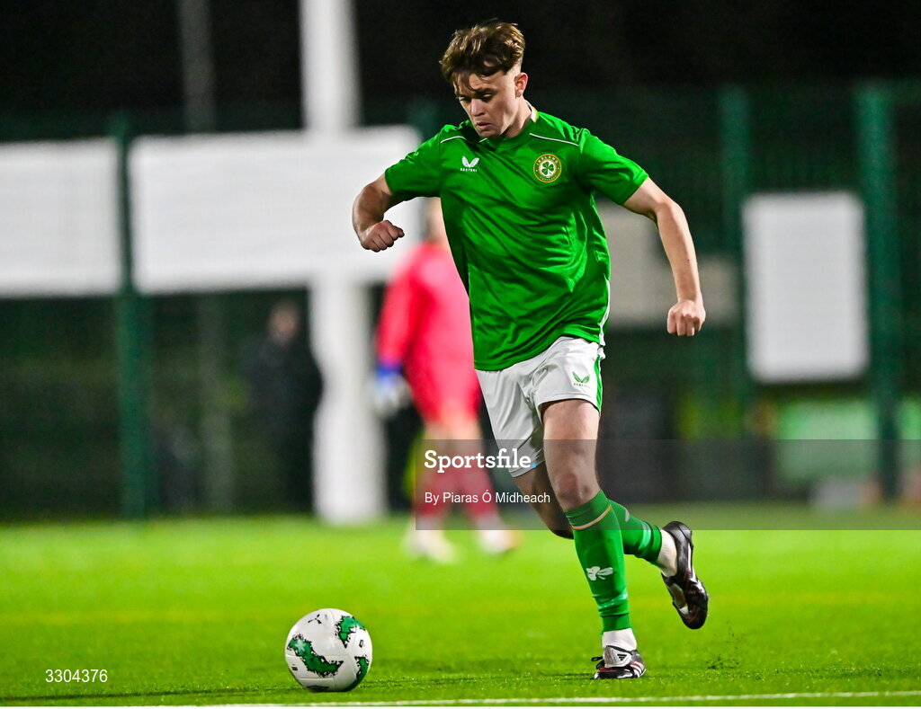 3 December 2025; Harvey Cullinan of Ireland Amateur during the representative friendly match between Ireland Amateur and Irish Defence Forces at Wayside Celtic FC in Dublin. Photo by Piaras Ó Mídheach/Sportsfile