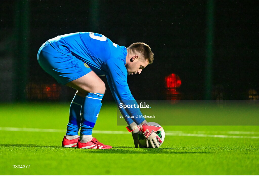3 December 2025; Irish Defence Forces goalkeeper Stephen Desmond during the representative friendly match between Ireland Amateur and Irish Defence Forces at Wayside Celtic FC in Dublin. Photo by Piaras Ó Mídheach/Sportsfile