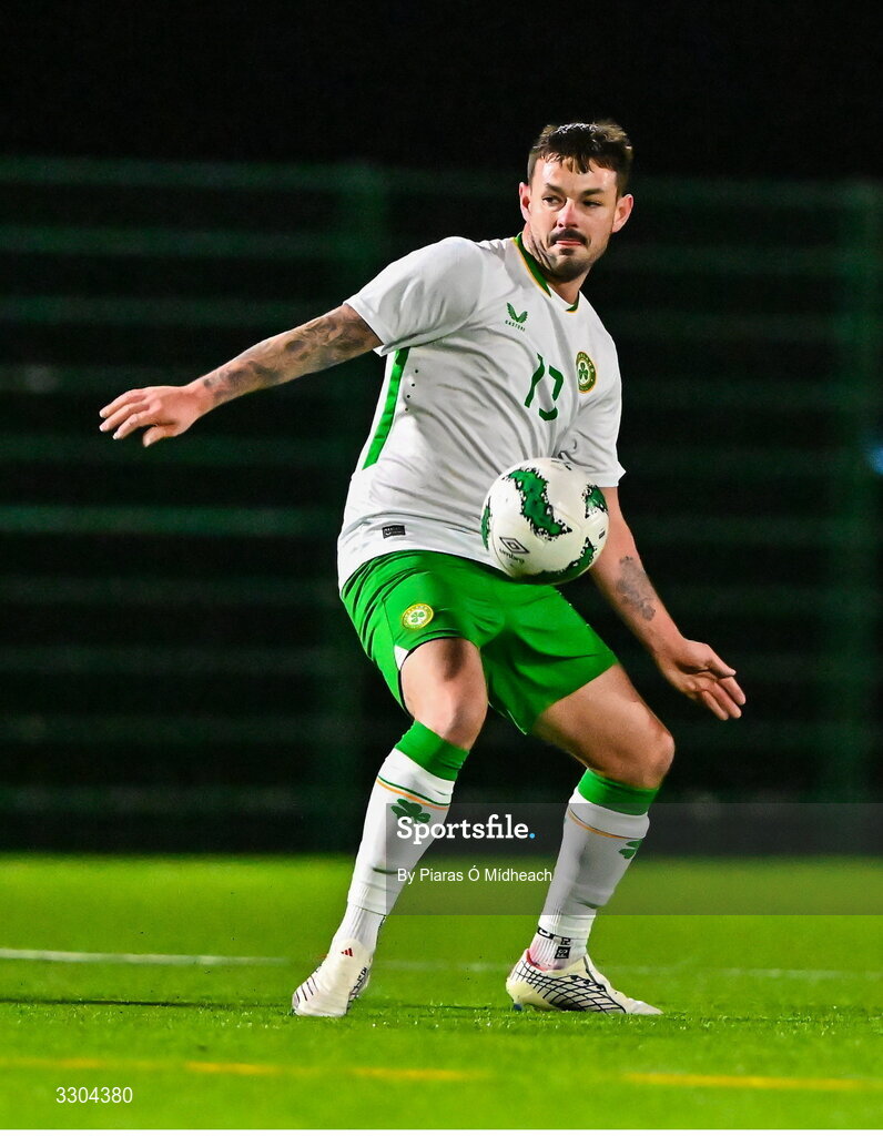 3 December 2025; Ger Hayes of Irish Defence Forces during the representative friendly match between Ireland Amateur and Irish Defence Forces at Wayside Celtic FC in Dublin. Photo by Piaras Ó Mídheach/Sportsfile
