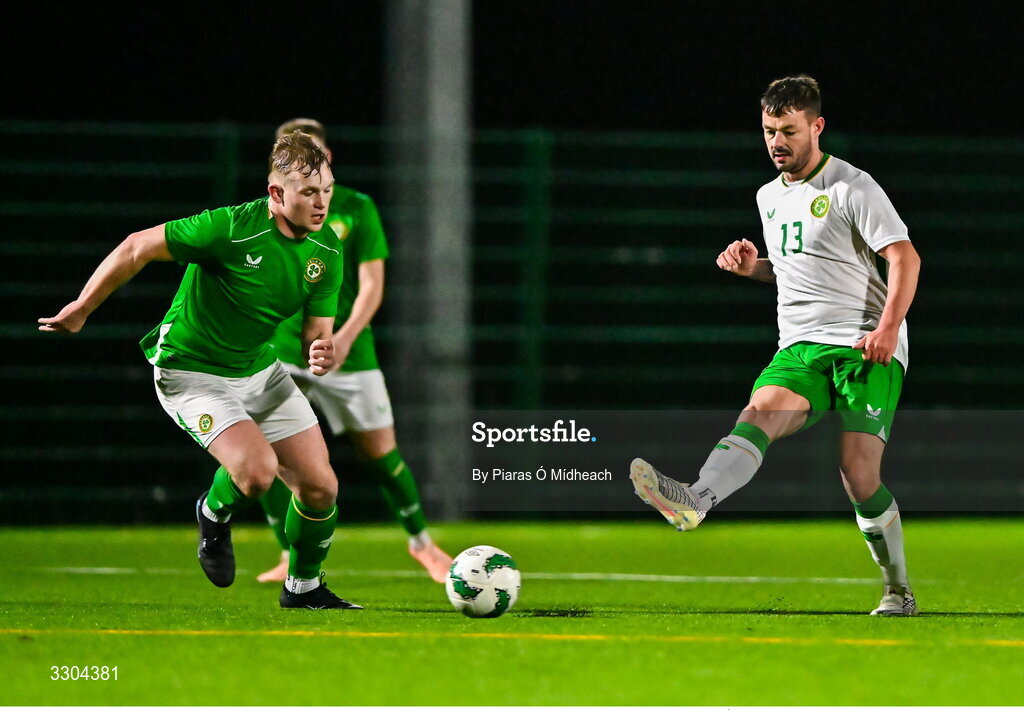 3 December 2025; Ger Hayes of Irish Defence Forces during the representative friendly match between Ireland Amateur and Irish Defence Forces at Wayside Celtic FC in Dublin. Photo by Piaras Ó Mídheach/Sportsfile