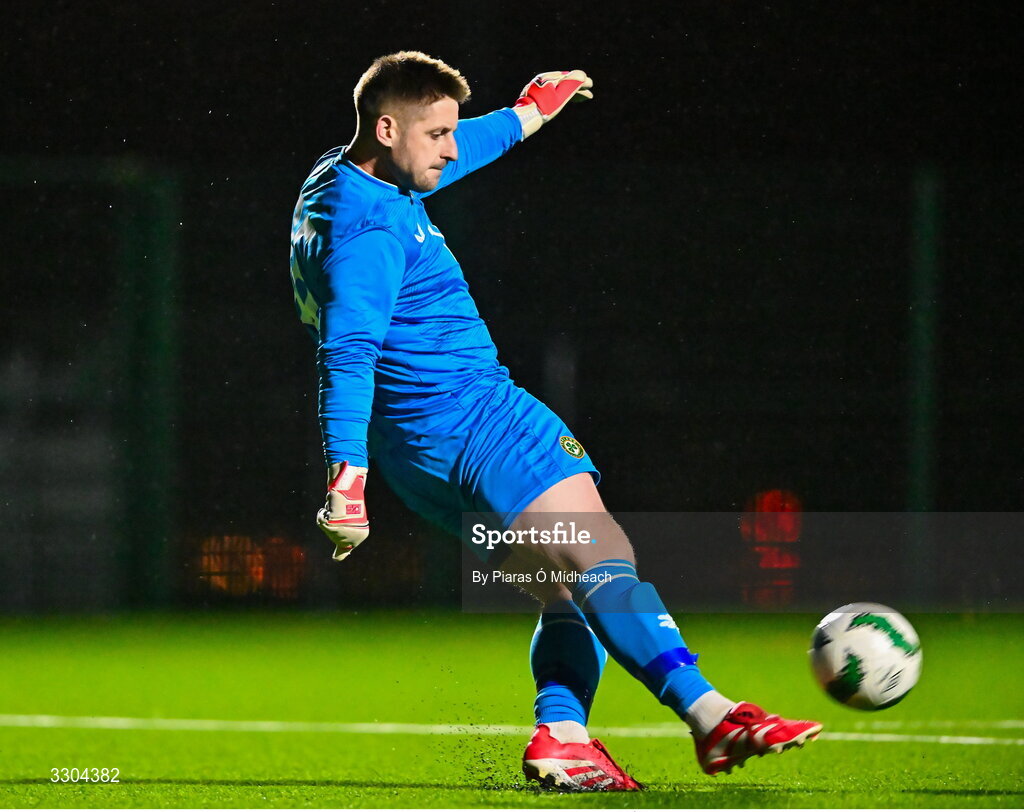 3 December 2025; Irish Defence Forces goalkeeper Stephen Desmond during the representative friendly match between Ireland Amateur and Irish Defence Forces at Wayside Celtic FC in Dublin. Photo by Piaras Ó Mídheach/Sportsfile