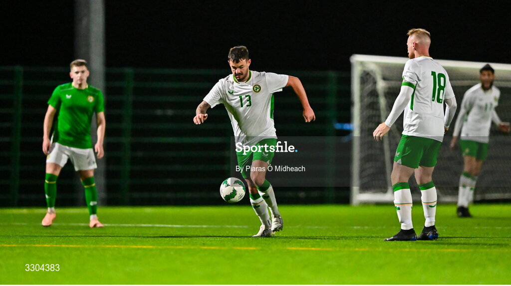 3 December 2025; Ger Hayes of Irish Defence Forces during the representative friendly match between Ireland Amateur and Irish Defence Forces at Wayside Celtic FC in Dublin. Photo by Piaras Ó Mídheach/Sportsfile