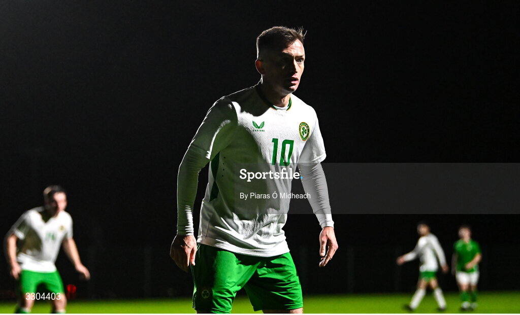 3 December 2025; Adrian Rafferty of Irish Defence Forces during the representative friendly match between Ireland Amateur and Irish Defence Forces at Wayside Celtic FC in Dublin. Photo by Piaras Ó Mídheach/Sportsfile
