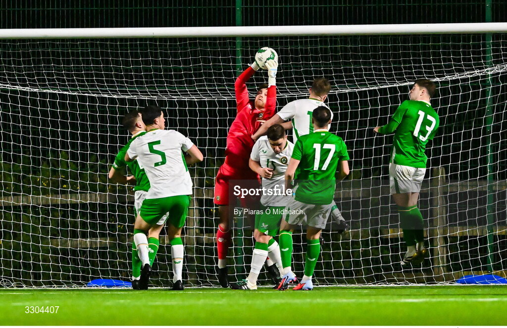 3 December 2025; Ireland Amateur goalkeeper Craig Dunphy during the representative friendly match between Ireland Amateur and Irish Defence Forces at Wayside Celtic FC in Dublin. Photo by Piaras Ó Mídheach/Sportsfile