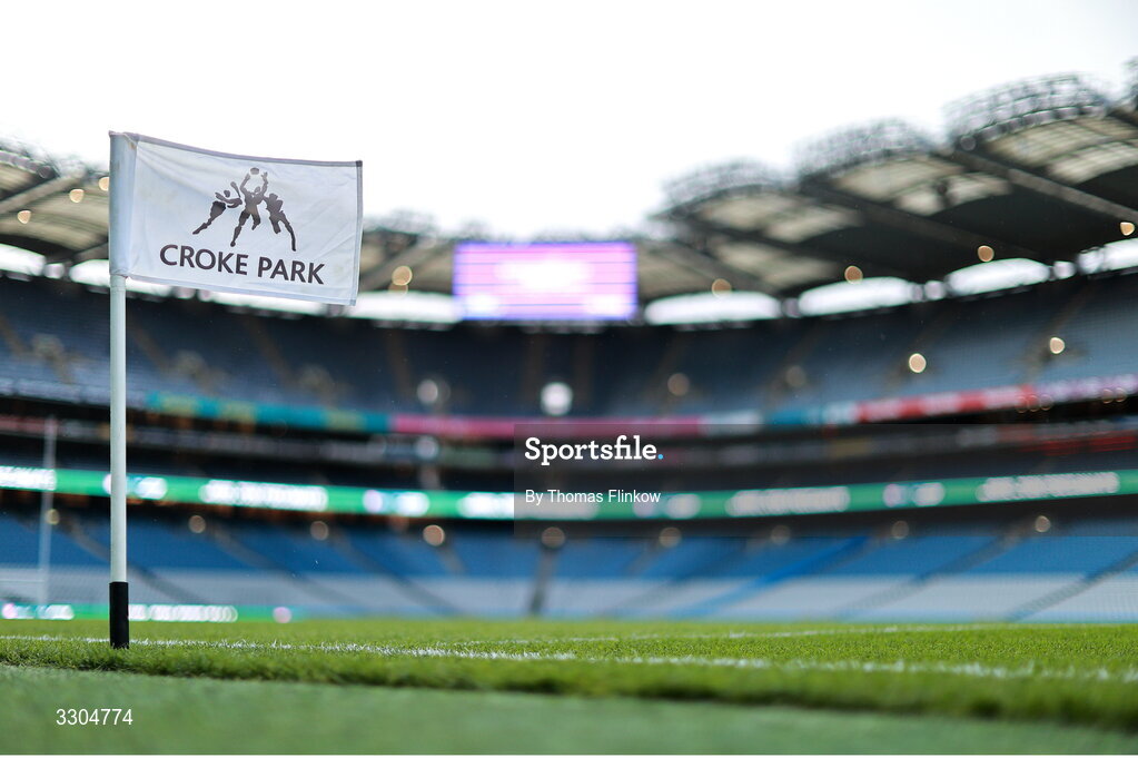6 December 2025; A general view of a sideline flag before the AIB Leinster GAA Football Senior Club Championship final match between Athy of Kildare and Ballyboden St Enda's of Dublin at Croke Park in Dublin. Photo by Thomas Flinkow/Sportsfile