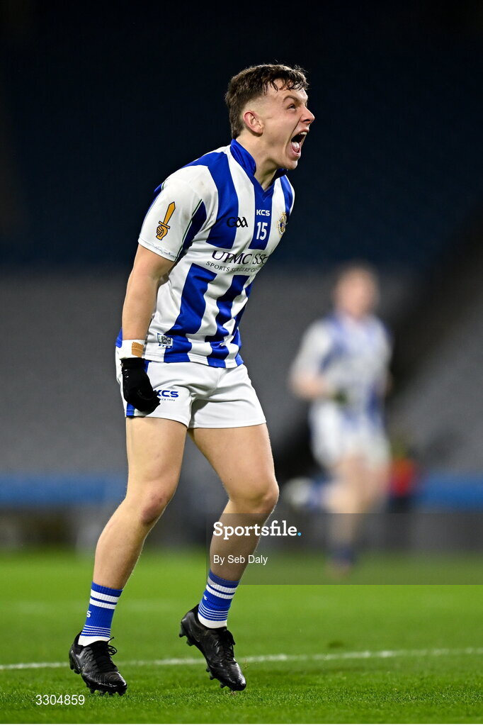 6 December 2025; Daire Sweeney of Ballyboden St Enda’s celebrates after kicking a point during the AIB Leinster GAA Football Senior Club Championship final match between Athy of Kildare and Ballyboden St Enda's of Dublin at Croke Park in Dublin. Photo by Seb Daly/Sportsfile
