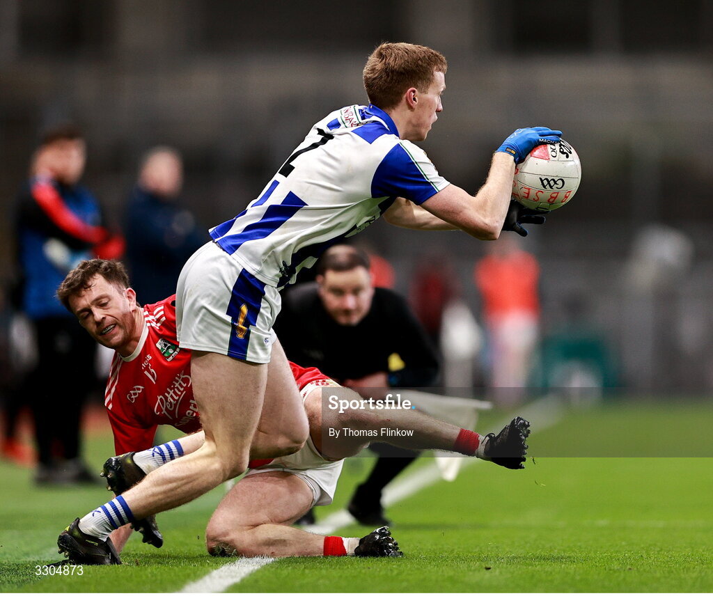 6 December 2025; Brian Bobbett of Ballyboden St Enda’s in action against Niall Kelly of Athy during the AIB Leinster GAA Football Senior Club Championship final match between Athy of Kildare and Ballyboden St Enda's of Dublin at Croke Park in Dublin. Photo by Thomas Flinkow/Sportsfile
