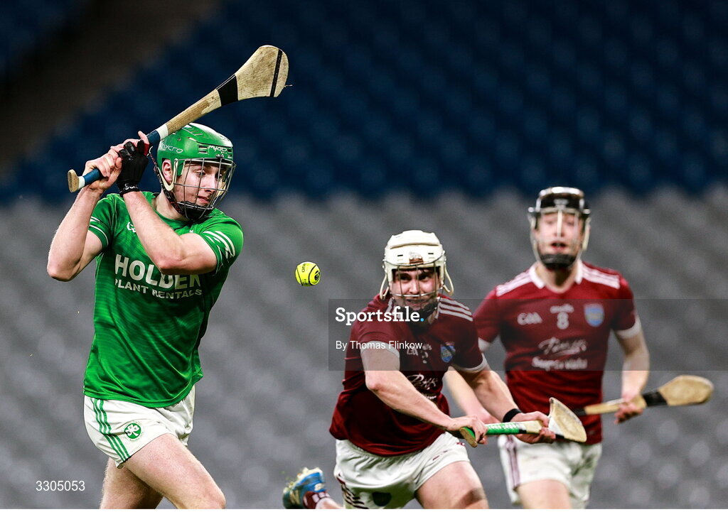 6 December 2025; Nial Shortall of Shamrocks Ballyhale on his way to scoring his side's second goal during the AIB Leinster GAA Hurling Senior Club Championship final match between St Martin's of Wexford and Shamrocks Ballyhale of Kilkenny at Croke Park in Dublin. Photo by Thomas Flinkow/Sportsfile