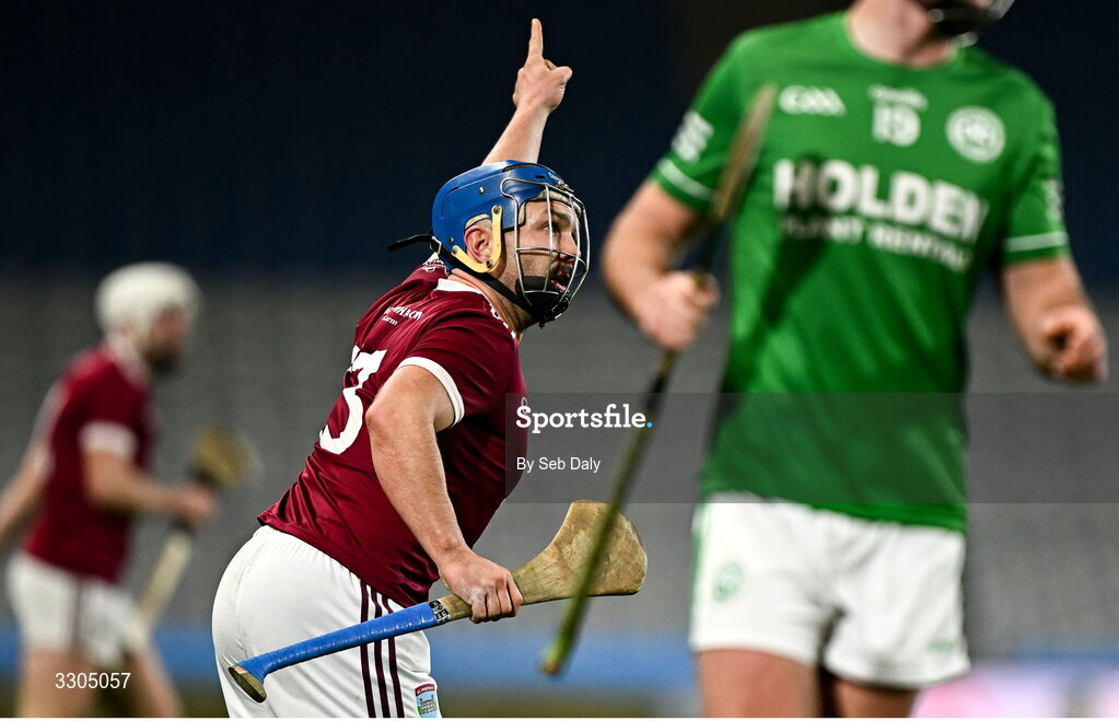 6 December 2025; Michael Coleman of St Martin’s celebrates after scoring a point during the AIB Leinster GAA Hurling Senior Club Championship final match between St Martin's of Wexford and Shamrocks Ballyhale of Kilkenny at Croke Park in Dublin. Photo by Seb Daly/Sportsfile