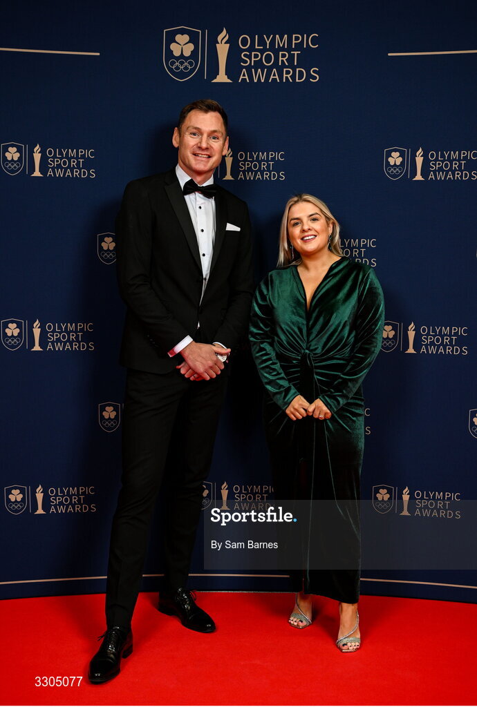 6 December 2025; MCs David Gillick and Valerie Wheeler during the Team Ireland Olympic Sport Awards 2025 at The Royal Convention Centre in Dublin. Photo by Sam Barnes/Sportsfile
