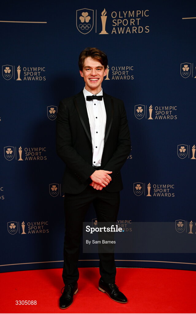 6 December 2025; World Bronze Medallist in Rowing and nominee for Male Athlete of the Year, sponsored by Allianz, and Team of the Year, sponsored by Flogas, Fintan McCarthy, during the Team Ireland Olympic Sport Awards 2025 at The Royal Convention Centre in Dublin. Photo by Sam Barnes/Sportsfile