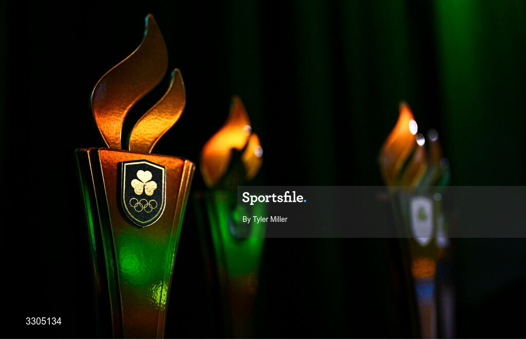 6 December 2025; The Award trophies pictured before the Team Ireland Olympic Sport Awards 2025 at The Royal Convention Centre in Dublin. Photo by Tyler Miller/Sportsfile