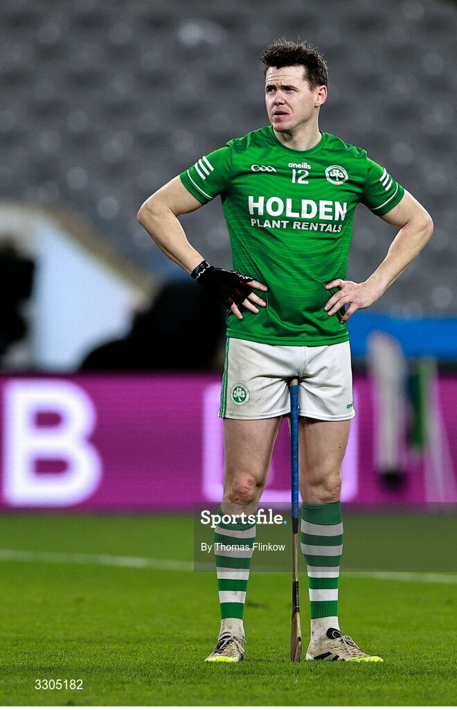 6 December 2025; A dejected TJ Reid of Shamrocks Ballyhale after his side's defeat in the AIB Leinster GAA Hurling Senior Club Championship final match between St Martin's of Wexford and Shamrocks Ballyhale of Kilkenny at Croke Park in Dublin. Photo by Thomas Flinkow/Sportsfile