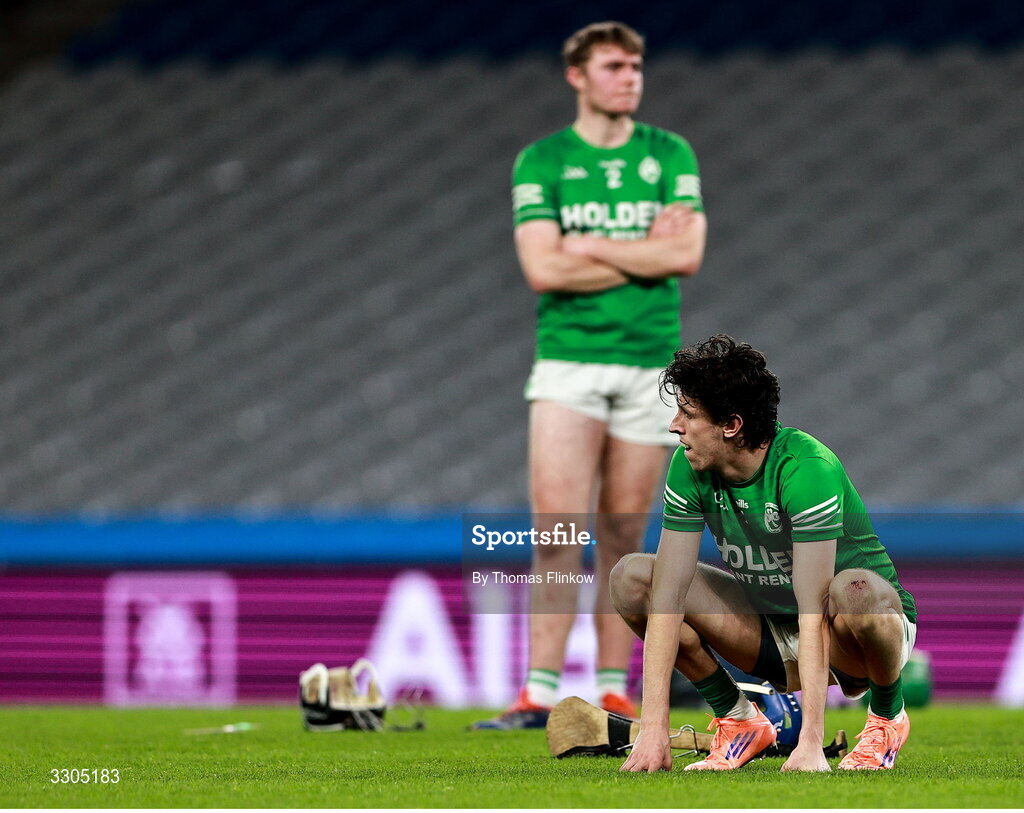 6 December 2025; Eoin Kenneally of Shamrocks Ballyhale reacts after his side's defeat in the AIB Leinster GAA Hurling Senior Club Championship final match between St Martin's of Wexford and Shamrocks Ballyhale of Kilkenny at Croke Park in Dublin. Photo by Thomas Flinkow/Sportsfile