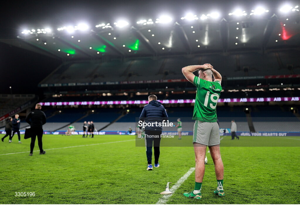 6 December 2025; A dejected Dara Mason of Shamrocks Ballyhale after his side's defeat in the AIB Leinster GAA Hurling Senior Club Championship final match between St Martin's of Wexford and Shamrocks Ballyhale of Kilkenny at Croke Park in Dublin. Photo by Thomas Flinkow/Sportsfile
