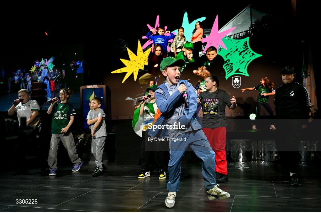 6 December 2025; Kabin crew perform during the Team Ireland Olympic Sport Awards 2025 at The Royal Convention Centre in Dublin. Photo by David Fitzgerald/Sportsfile