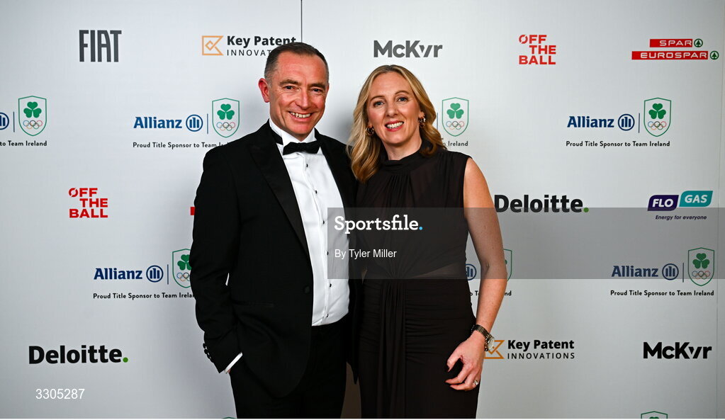 6 December 2025; Gary Ryan with Anne-Marie Ryan during the Team Ireland Olympic Sport Awards 2025 at The Royal Convention Centre in Dublin. Photo by Tyler Miller/Sportsfile