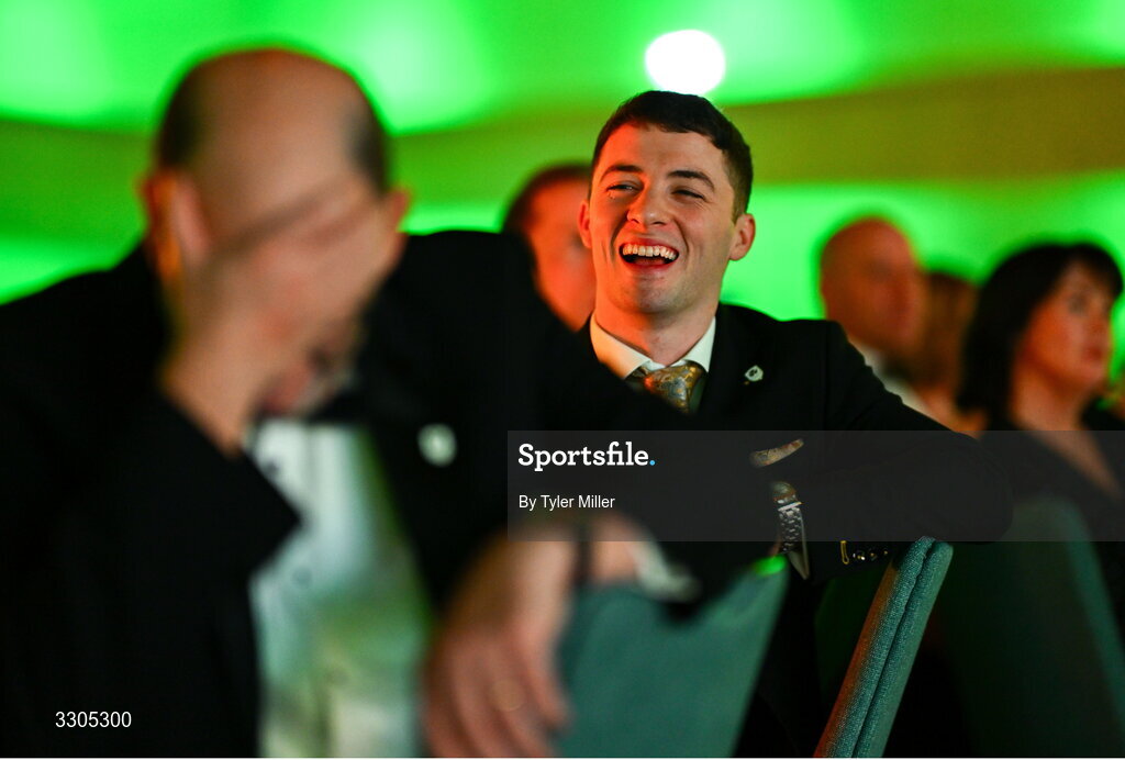6 December 2025; Olympic Champion in Gymnastics and nominee for Creator of the Year, sponsored by McKeever Sports and Community Impact Award, sponsored by SPAR/EUROSPAR , Rhys McClenaghan, during the Team Ireland Olympic Sport Awards 2025 at The Royal Convention Centre in Dublin. Photo by Tyler Miller/Sportsfile