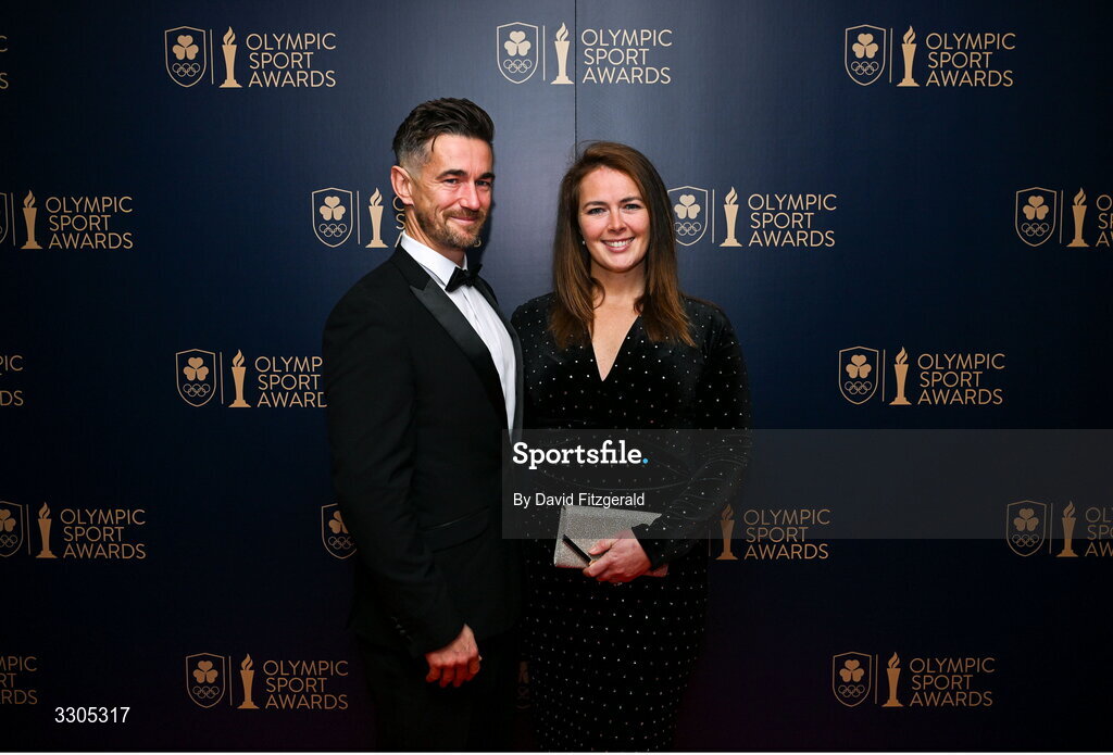 6 December 2025; John and Jenny Egan during the Team Ireland Olympic Sport Awards 2025 at The Royal Convention Centre in Dublin. Photo by David Fitzgerald/Sportsfile