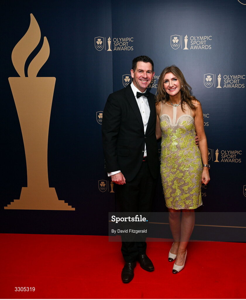 6 December 2025; Darren and Joanne Frehill during the Team Ireland Olympic Sport Awards 2025 at The Royal Convention Centre in Dublin. Photo by David Fitzgerald/Sportsfile