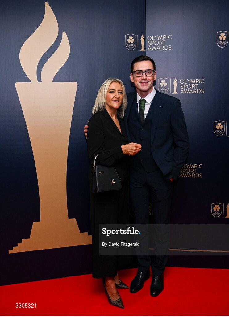 6 December 2025; Olympian Aidan Walsh and his mother Martina during the Team Ireland Olympic Sport Awards 2025 at The Royal Convention Centre in Dublin. Photo by David Fitzgerald/Sportsfile
